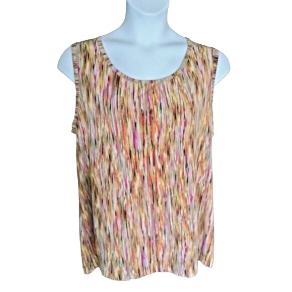JMS Easy Dressing Sunset Print Flowy Lightweight Sleeveless Top Plus Size 2X - Picture 2 of 7